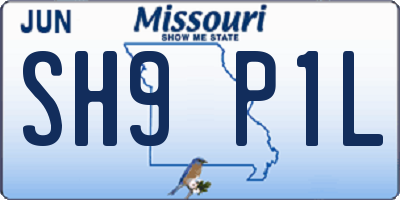 MO license plate SH9P1L
