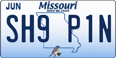 MO license plate SH9P1N