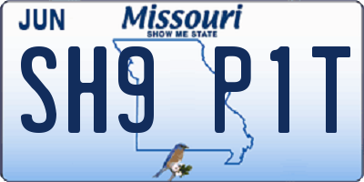 MO license plate SH9P1T