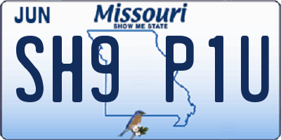 MO license plate SH9P1U