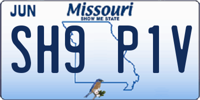 MO license plate SH9P1V