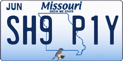 MO license plate SH9P1Y