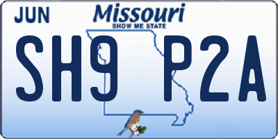 MO license plate SH9P2A
