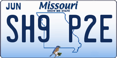 MO license plate SH9P2E