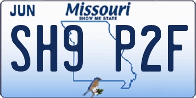 MO license plate SH9P2F