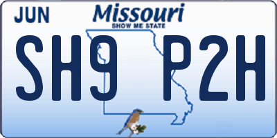 MO license plate SH9P2H