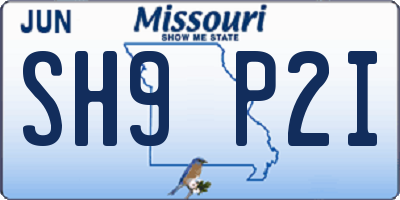 MO license plate SH9P2I