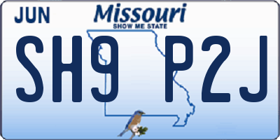 MO license plate SH9P2J