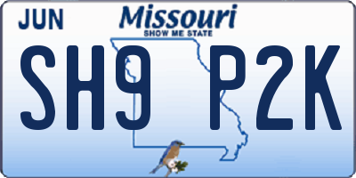MO license plate SH9P2K