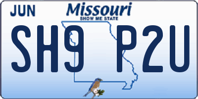 MO license plate SH9P2U