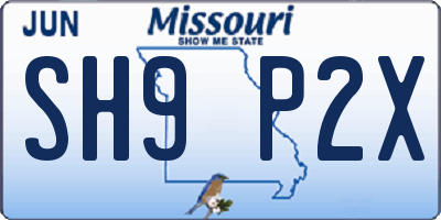 MO license plate SH9P2X