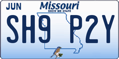 MO license plate SH9P2Y
