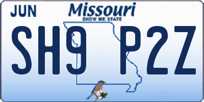 MO license plate SH9P2Z