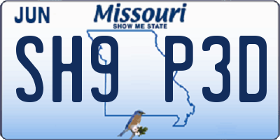 MO license plate SH9P3D