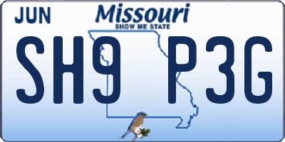 MO license plate SH9P3G