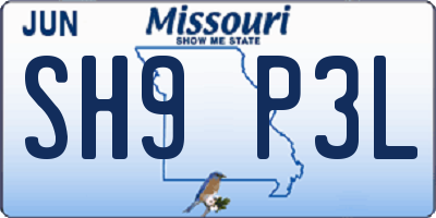 MO license plate SH9P3L