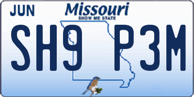 MO license plate SH9P3M