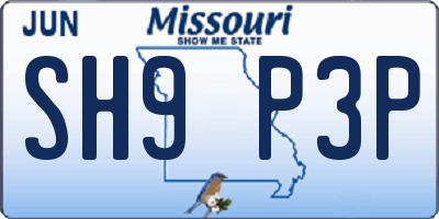 MO license plate SH9P3P