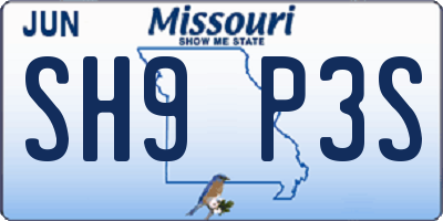 MO license plate SH9P3S