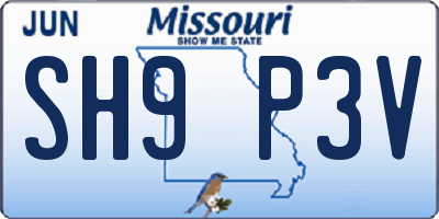 MO license plate SH9P3V
