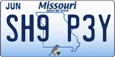 MO license plate SH9P3Y