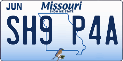 MO license plate SH9P4A
