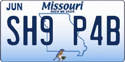 MO license plate SH9P4B