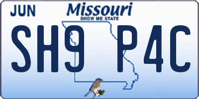 MO license plate SH9P4C