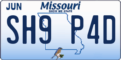 MO license plate SH9P4D