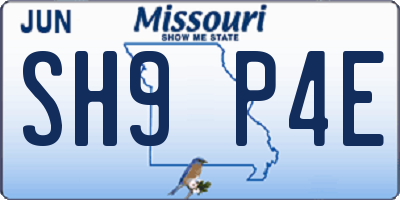MO license plate SH9P4E