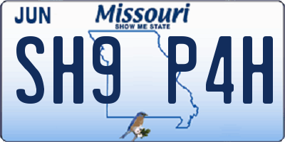 MO license plate SH9P4H