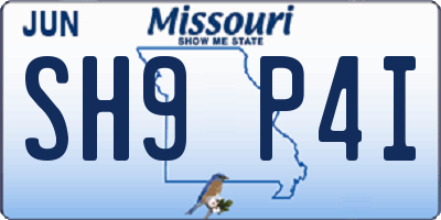 MO license plate SH9P4I
