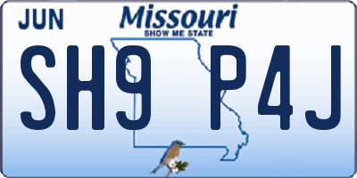 MO license plate SH9P4J