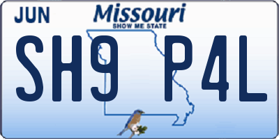 MO license plate SH9P4L