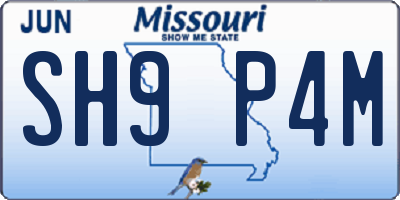 MO license plate SH9P4M