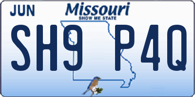MO license plate SH9P4Q