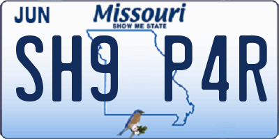 MO license plate SH9P4R