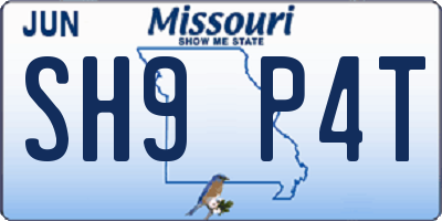 MO license plate SH9P4T