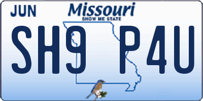 MO license plate SH9P4U