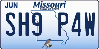 MO license plate SH9P4W