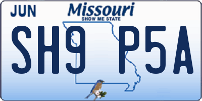 MO license plate SH9P5A