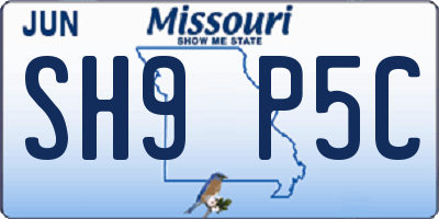 MO license plate SH9P5C