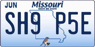 MO license plate SH9P5E