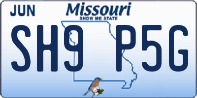 MO license plate SH9P5G