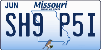 MO license plate SH9P5I