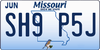 MO license plate SH9P5J