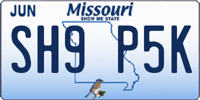 MO license plate SH9P5K