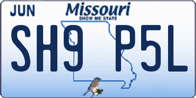 MO license plate SH9P5L