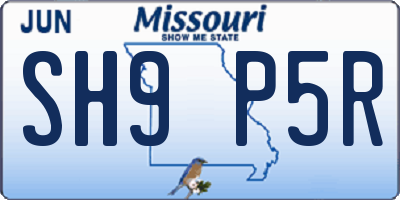 MO license plate SH9P5R