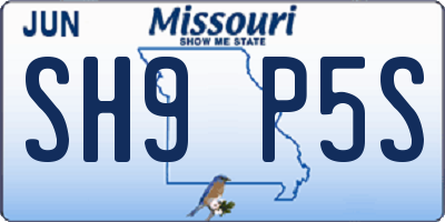 MO license plate SH9P5S